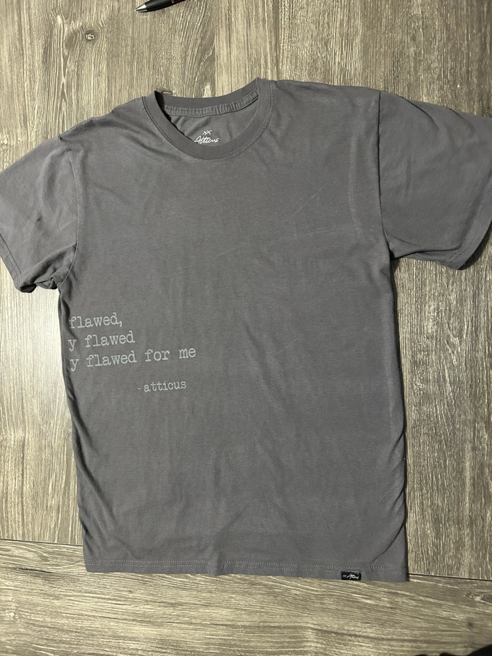 Atticus Charcoal Graphic Tee - 'Flawed' Print